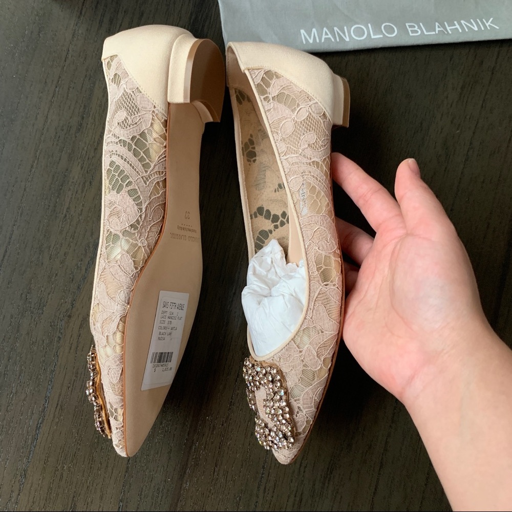MANOLO BLAHNIK HANGISI LACE BALLERINA FLATS - Picture 7 of 9
